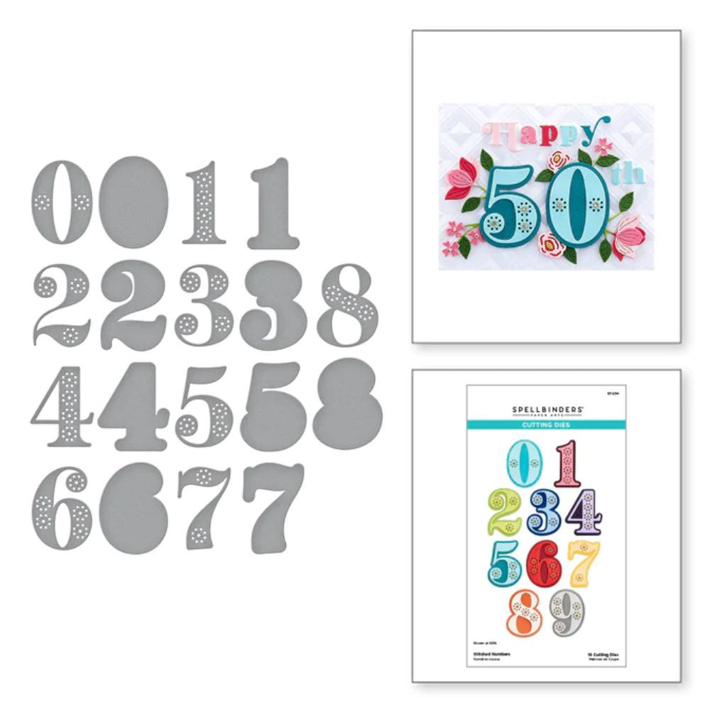 Spellbinders Stitched Numbers Etched Dies from the Stitched Numbers & More Collection