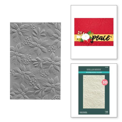 Spellbinders 3D Embossing Folder 5.5"x8.5" Scenic Poinsettias 3D Embossing Folder E3D-038