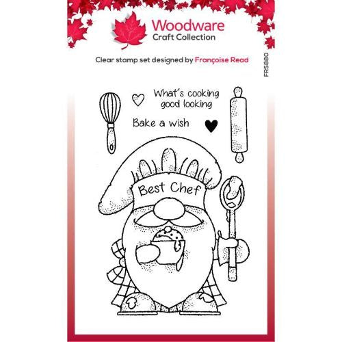 Woodware Clear Singles Gnome Chef 4 in x 6 in Stamp