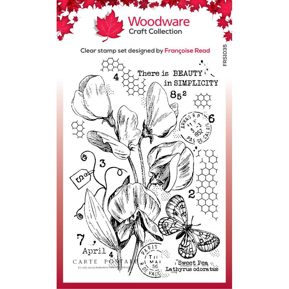 Woodware Clear Stamps 4"X6" Singles Sweet Pea Postcard