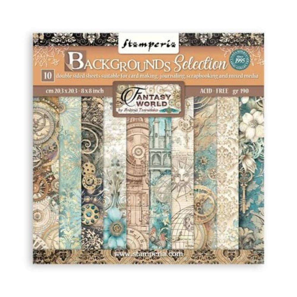 Stamperia Scrapbooking Small Pad 10 sheets cm 20,3X20,3 (8"X8") Backgrounds Sel. - Sir Vagabond in Fantasy Wor