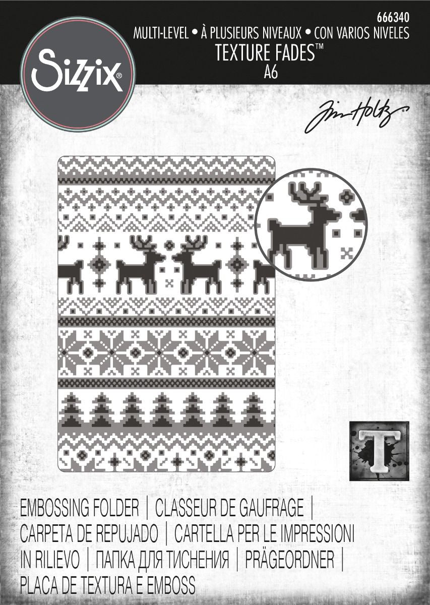 Sizzix Multi-Level Texture Fades Embossing Folder Holiday Knit by Tim Holtz