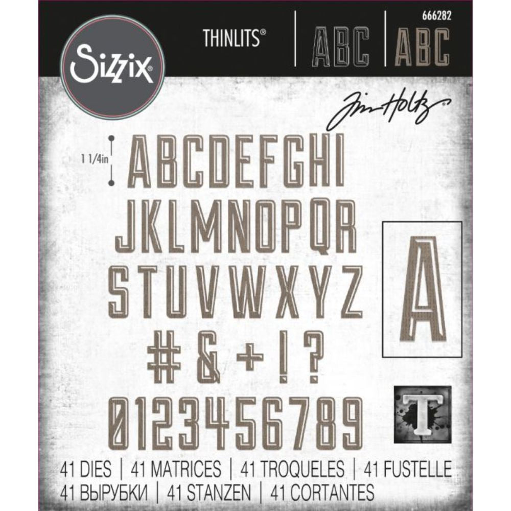 Sizzix Thinlits Die Set 41PK - Alphanumeric Emporium by Tim Holtz 666282