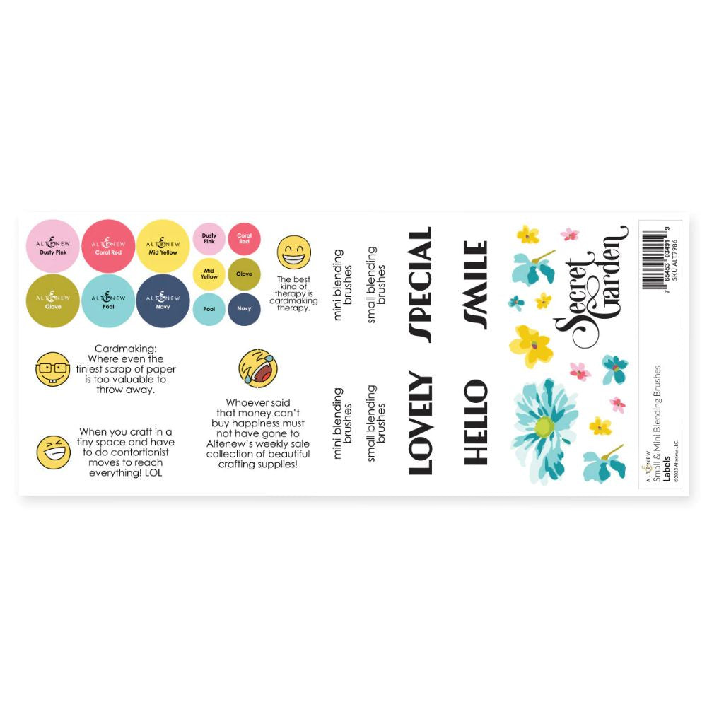 Altenew Small & Mini Blending Brushes Label Set - Deco Garden