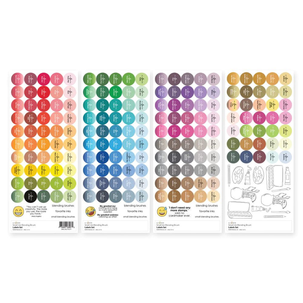 Altenew Small Ink Blending Brush Label Set - All Crisp Dye Ink Colors (4 Sheets)