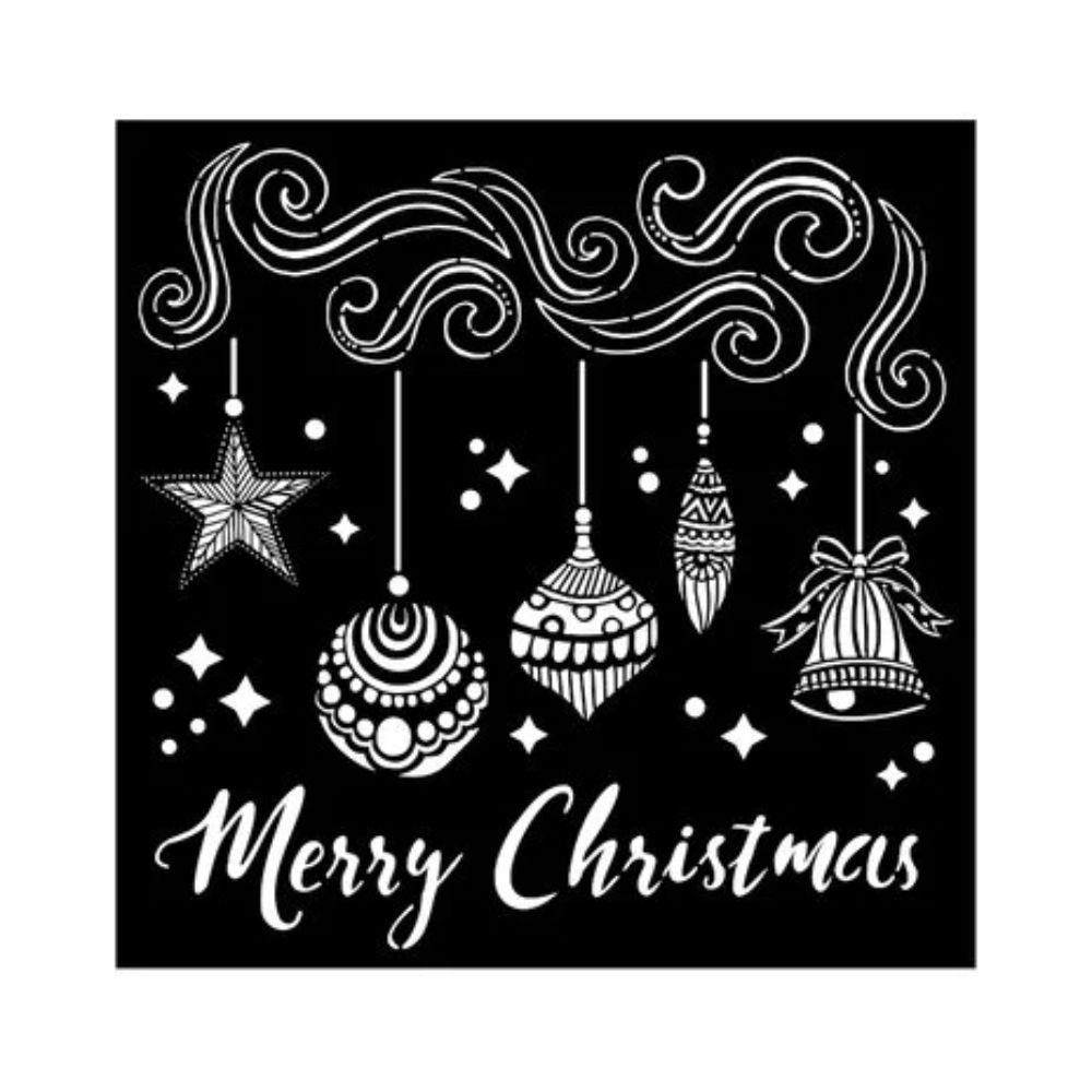 Stamperia Christmas Mixed Media Thick Stencil 18x18cm Merry Christmas Bells (KSTDQ88)