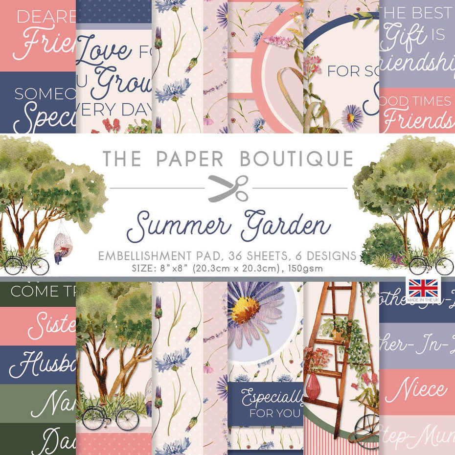 The Paper Boutique Summer Garden 8x8 Inch Embellishments Pad (PB1930)