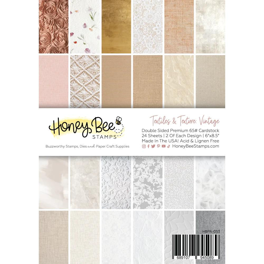 Honey Bee Stamps Textiles & Texture: Vintage Paper Pad 6x8.5 - 24 Double Sided Sheets