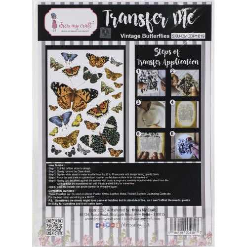 Dress My Craft Transfer Me Sheet A4 Vintage Butterflies