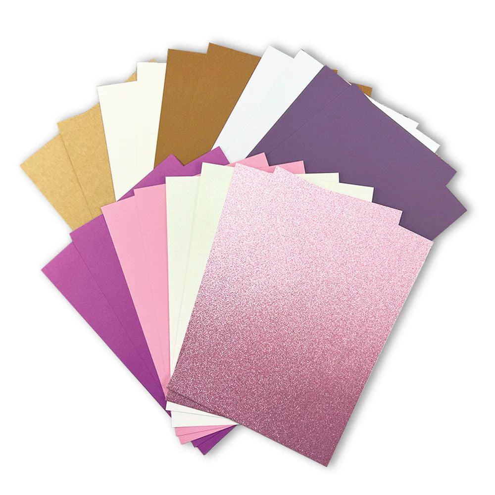 Couture Creations Vintage Tea Collection - A4 cardstock pack - includes glitter, textured & smooth cardstock -  18 sheets