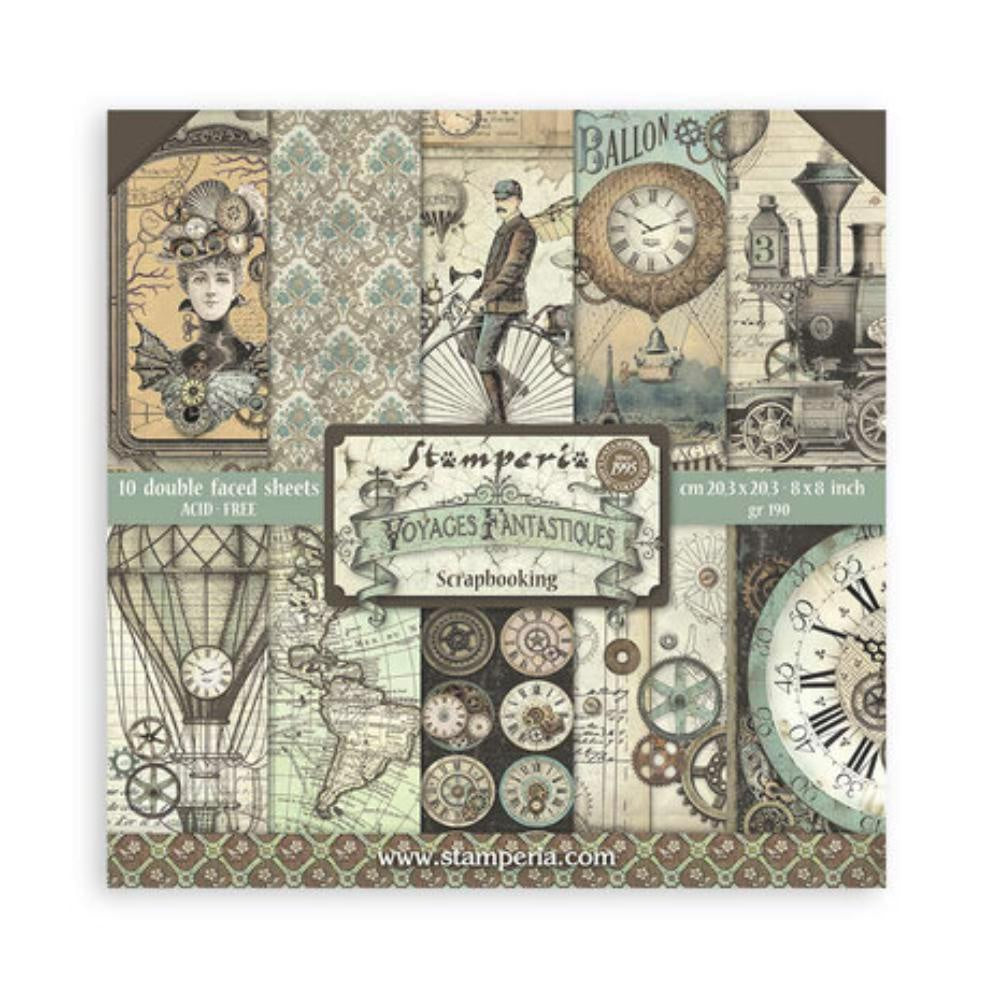 Stamperia Scrapbooking Small Pad 10 sheets cm 20,3X20,3 (8"X8") - Voyages Fantastiques