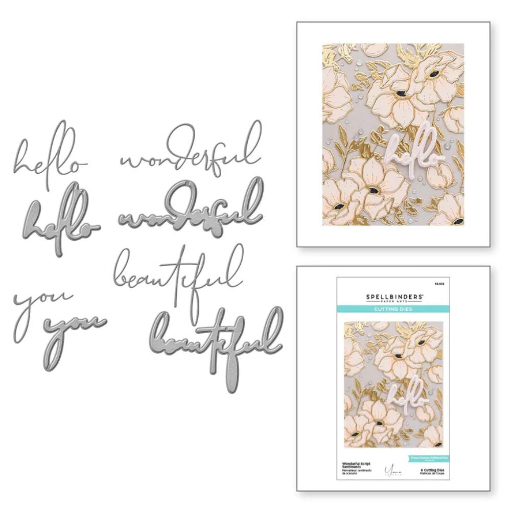 Spellbinders Wonderful Script Sentiments Etched Dies from the Anemone Blooms Collection by Yana Smakula