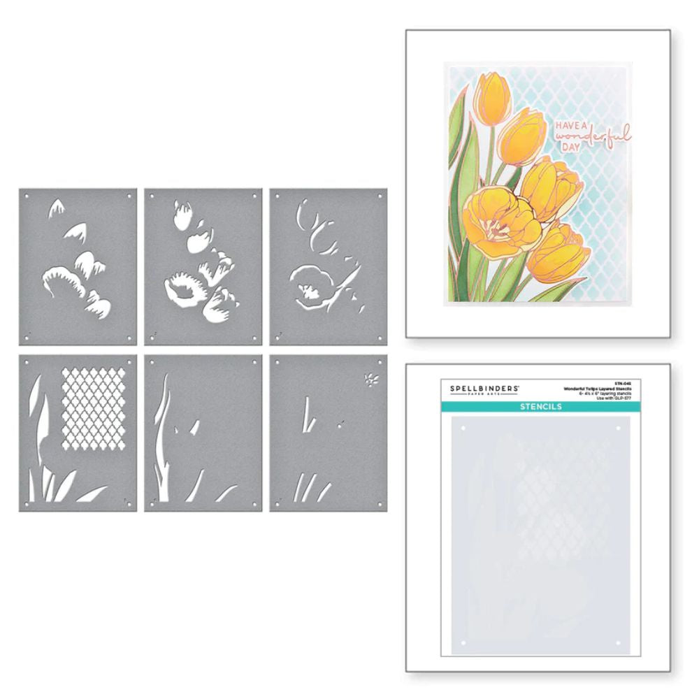 Spellbinders Wonderful Tulips Layered Stencils from the Four Petal Collection