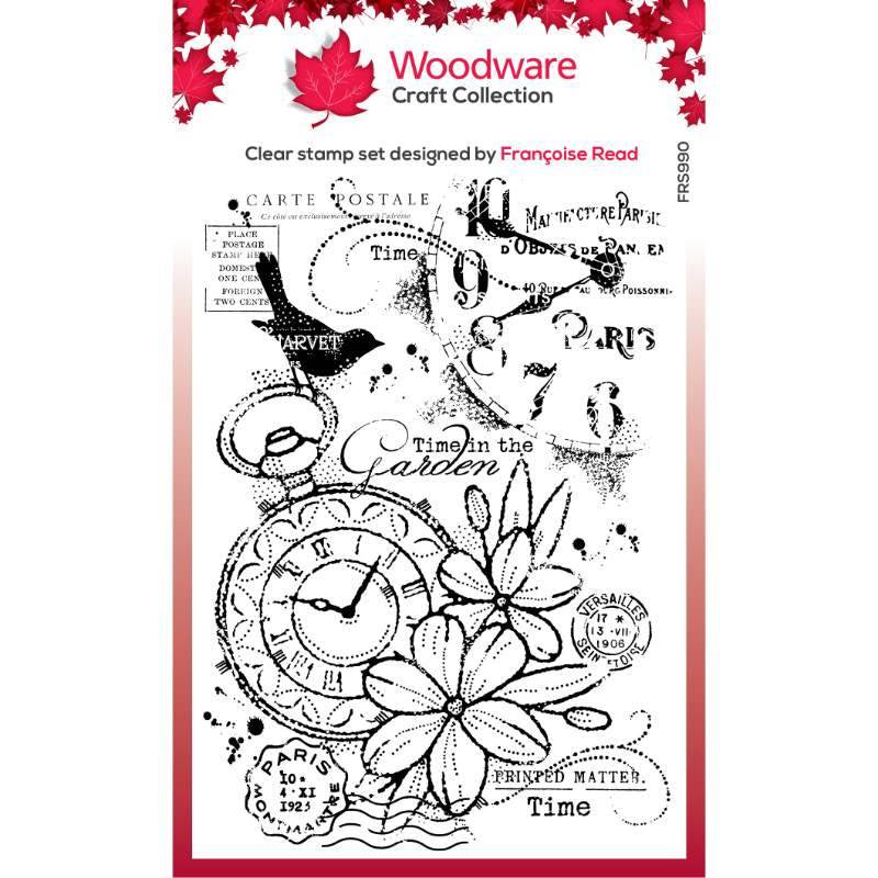 Woodware Clear Singles Pocket Watch Garden 4 in x 6 in Stamp