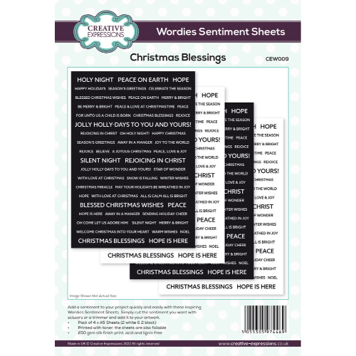 Creative Expressions Wordies Sentiment Sheets 6x8 Inch Christmas Blessings (4pcs) (CEW009)