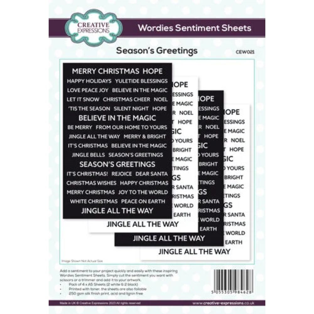 Creative Expressions Wordies Sentiment Sheets 6x8 Inch Season's Greetings (4pcs) (CEW021)