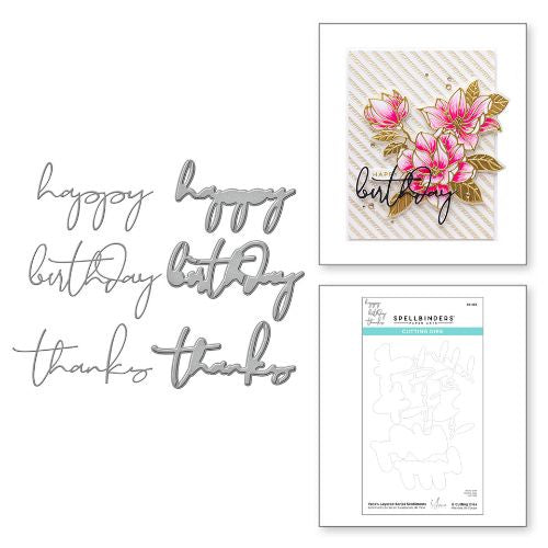 Spellbinders Yana's Layered Script Sentiments Etched Dies from the Yana's Blooms Collection by Yana Smakula