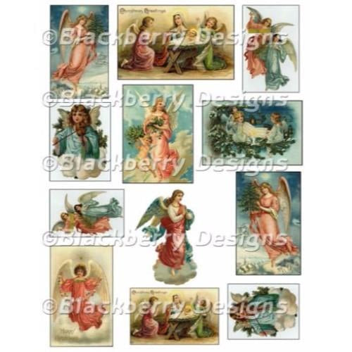 A4 Tissue Paper Design for Sospeso Or Decoupage Collage Sheets Angels 2