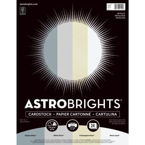 Neenah Metallic Cardstock 8.5"X11" 24/Pkg Astrobrights, 4 Colors/6 Each