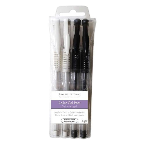 Scrapbook Gel Pens 4/Pkg Black &amp; White