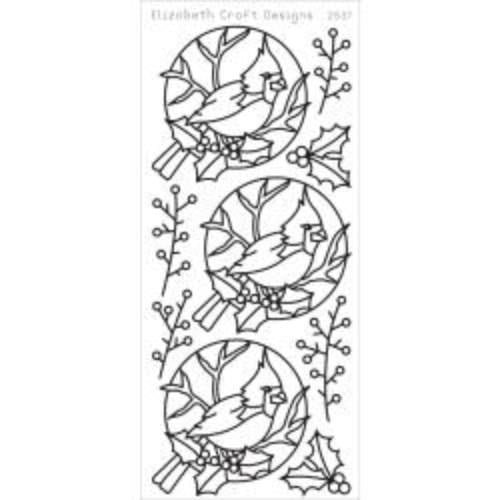 Elizabeth Craft Cardinal Bird Peel-Off Stickers Black