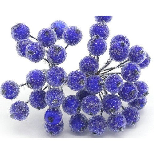 ATK Artificial Blue Fruit Berry Flower Stamen 1 bunch ( 40 heads)