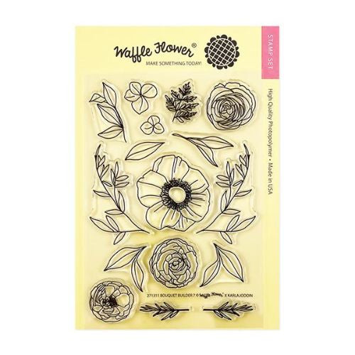 Waffle Flower Crafts Clear Stamp 5"X7" Bouquet Builder 7 Stamp Set