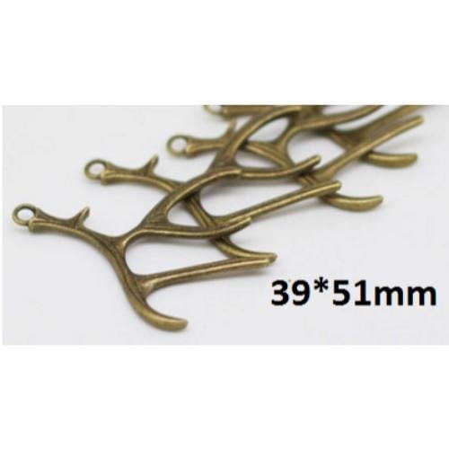 Metal Charm - Bronze Antler 4pcs/ pack