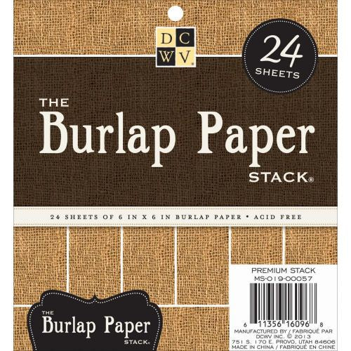 DCWV Single-Sided Specialty Stack 6"X6" 24/Pkg Burlap, 6 Designs/4 Each