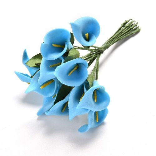 ATK 12 Mulberry Calla Lily Foam Flower Bouquet Blue