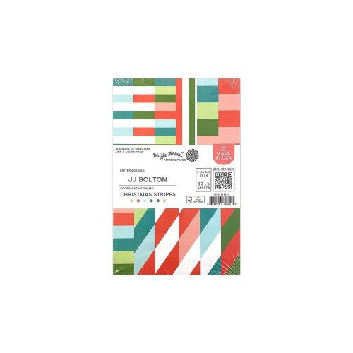 Waffle Flower 80lb Single-Sided Paper Pad 5.5"X8.5" 36/Pkg Christmas Stripes