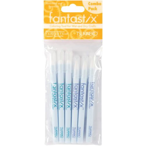 Fantastix Coloring Tool For Wet &amp; Dry Media 6/Pkg Combo - 3 Brush Points &amp; 3 Bullet Points