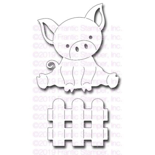 Frantic Stamper Precision Die - Cute Piglet in a Pen