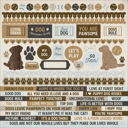 Kaisercraft Pawfect Cardstock Stickers 12"X12" Dog