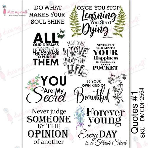 Dress My Craft Transfer Me Sheet A4 Quotes #1