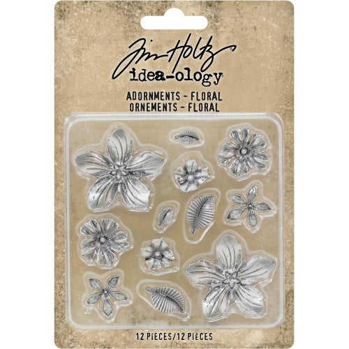 Tim Holtz Idea-Ology Metal Adornments 12/Pkg Floral