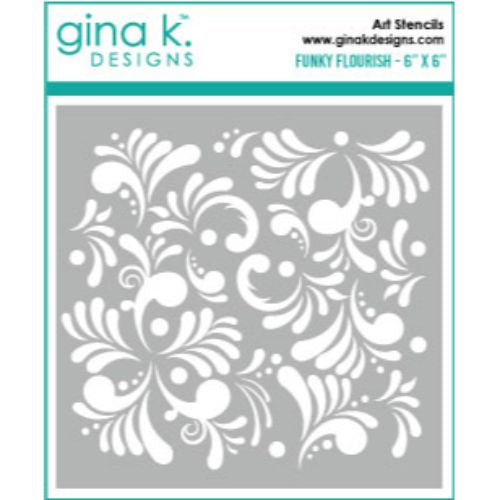 Gina K Designs GKD ART STENCILS- FUNKY FLOURISH