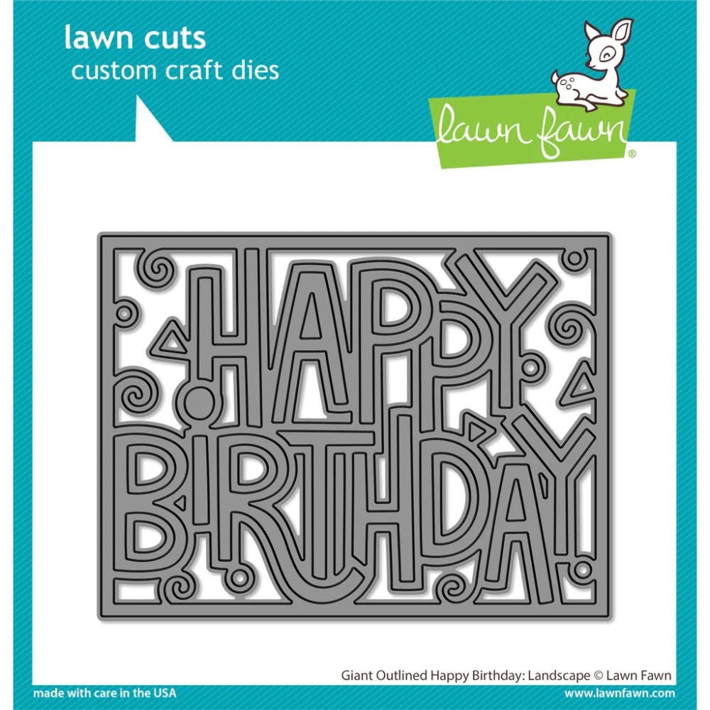 Lawn Fawn Giant Outlined Happy Birthday: Landscape - Giant Outlined Happy Birthday: Landscape LF3103