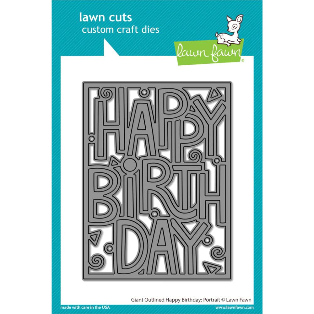 Lawn Fawn Giant Outlined Happy Birthday: Portrait - Giant Outlined Happy Birthday: Portrait LF3104