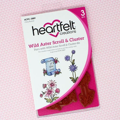 Heartfelt Creations Wild Aster Scroll &amp; Cluster Cling Stamp Set  HCPC-3889