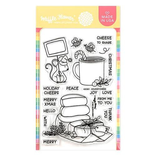 Waffle Flower Crafts Clear Stamp Holiday Cheese Stamp Set