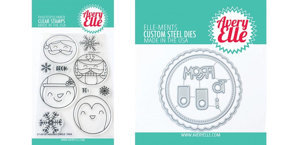 Avery Elle Clear Stamp and Die Combo HOLIDAY CIRCLE TAGS