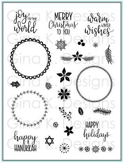 Gina K Designs Clear Stamps- Holiday Wreath Builder