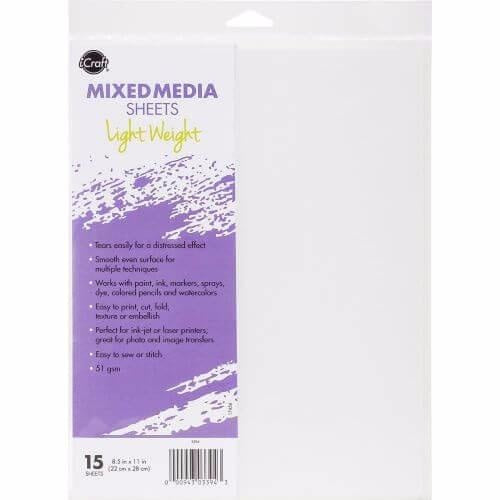 iCraft Mixed Media Sheets 8.5"X11" 15/Pkg Lightweight