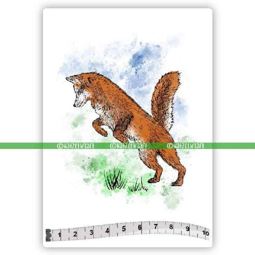 Katzelkraft Jumping Fox - Scrapbooking Stamp - SOLO170