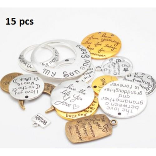 Metal Charm - Mixed Words Charms