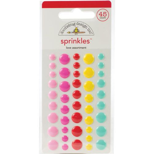 Doodlebug Sprinkles Adhesive Matte Enamel Dots 45/Pkg Love Assortment