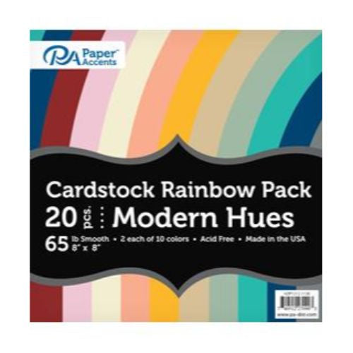 Paper Accents Cardstock Variety Pack 8x8" Rainbow 65lb Modern Hues 20pc