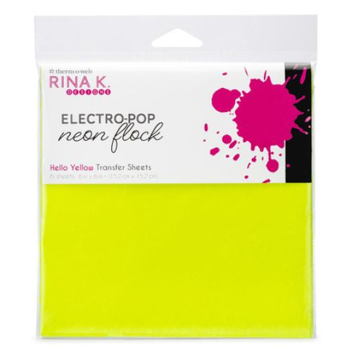 Gina K Designs NEON FLOCK TRANSFER SHEET- HELLO YELLOW