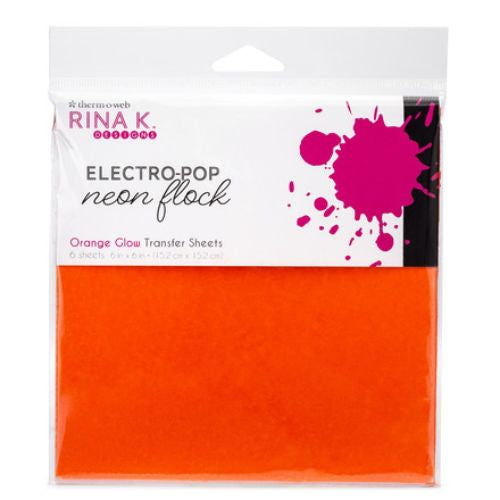 Gina K Designs NEON FLOCK TRANSFER SHEET- ORANGE GLOW